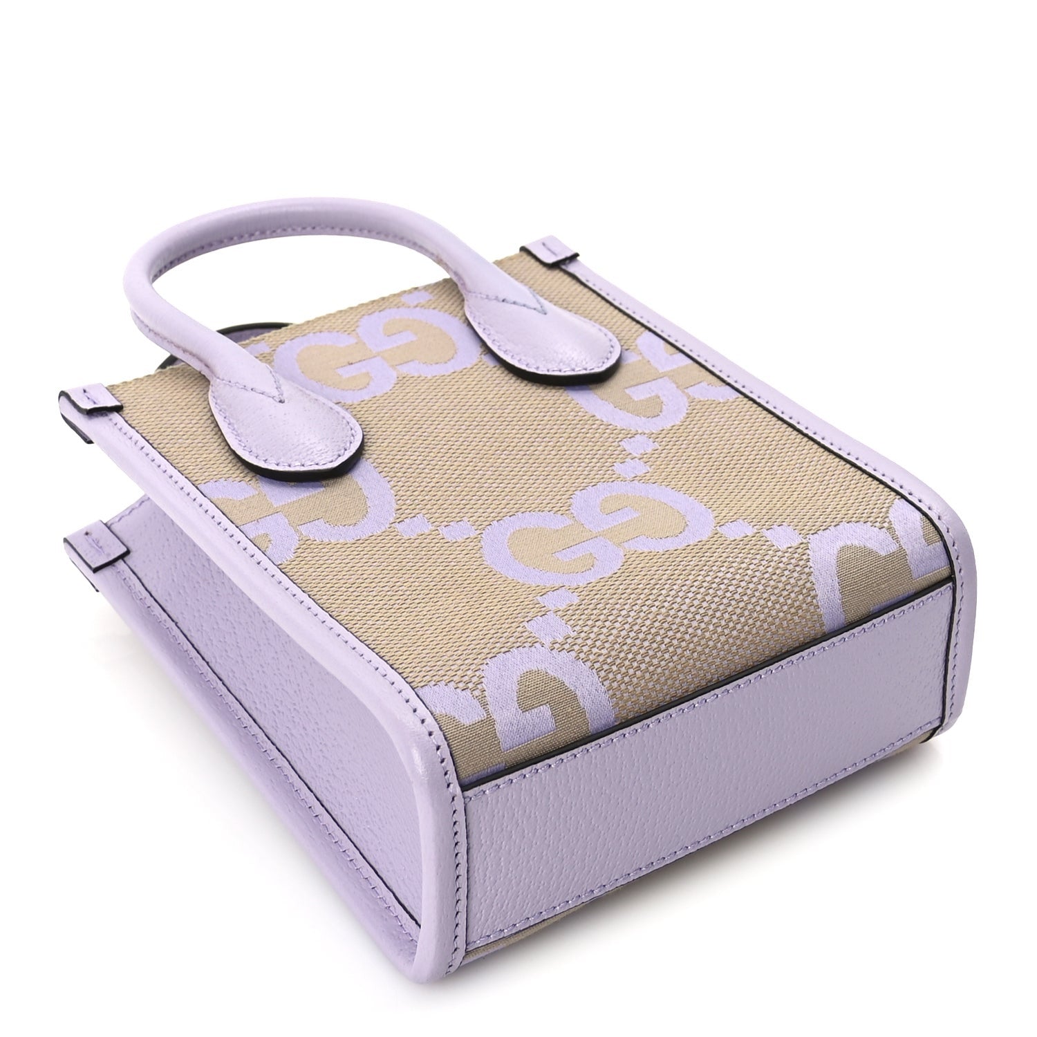 Gucci Monogram Jumbo GG Textured Dollar Calfskin Mini Tote Bag  Beige Lapis 3 of 8