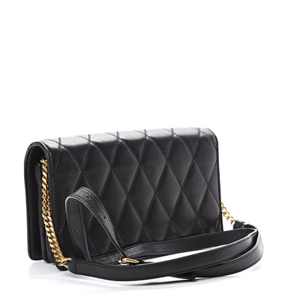Saint Laurent Lambskin Diamond Quilted Monogram Angie Chain Bag Black 2 of 17