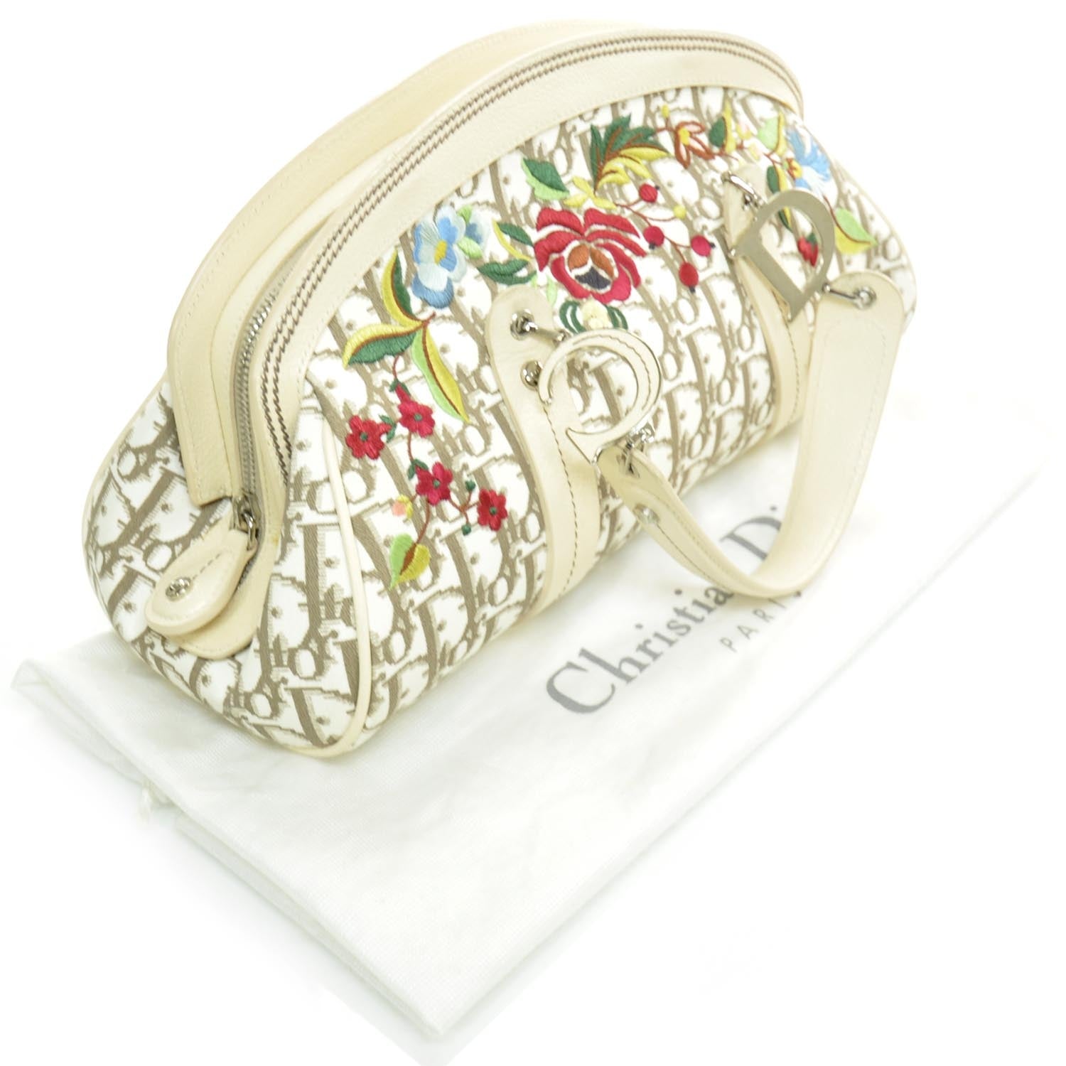 Christian Dior Monogram Vintage Flowers Frame Satchel 3 of 8