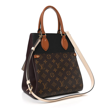 Louis Vuitton Calfskin Monogram Fold Tote MM Black Wine Cream 2 of 5
