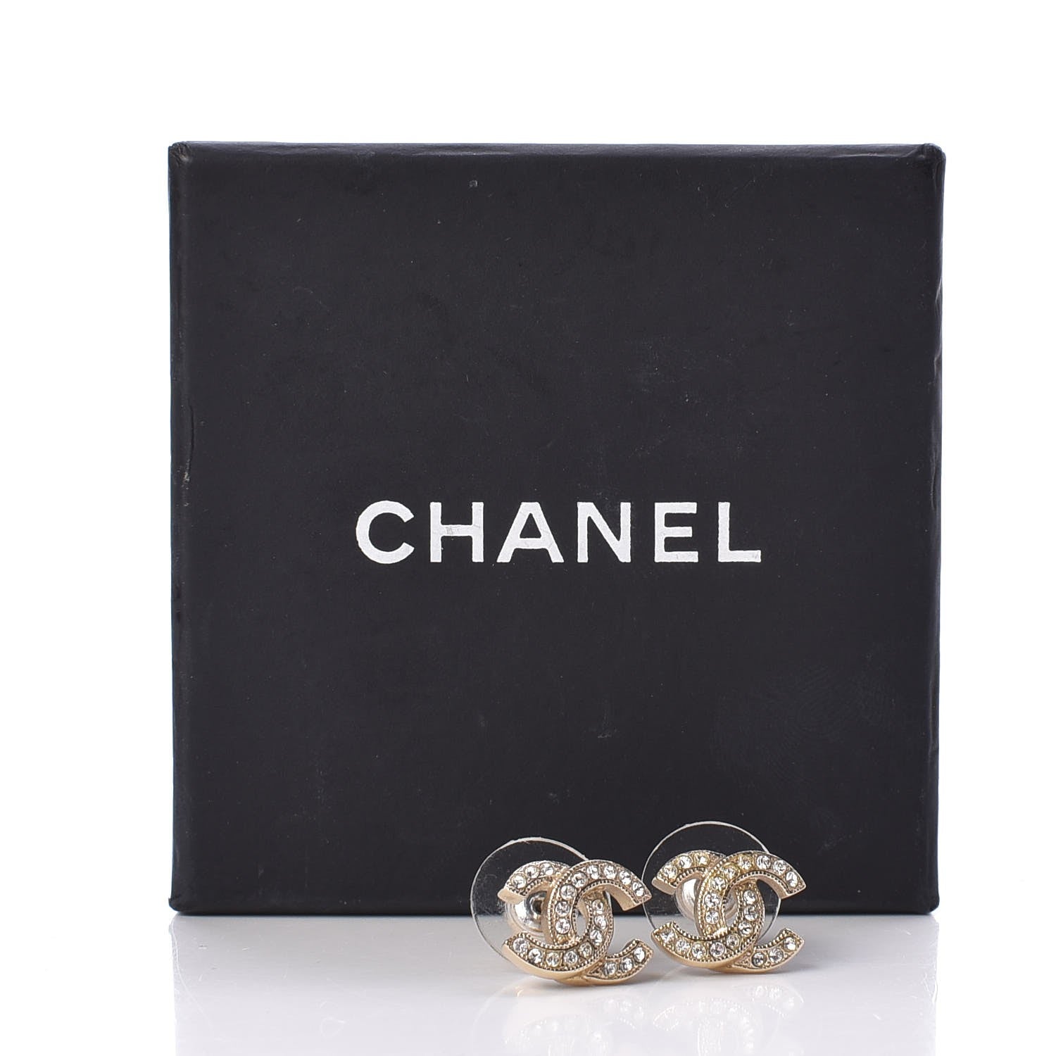 Chanel Crystal Mini CC Earrings Gold 6 of 6