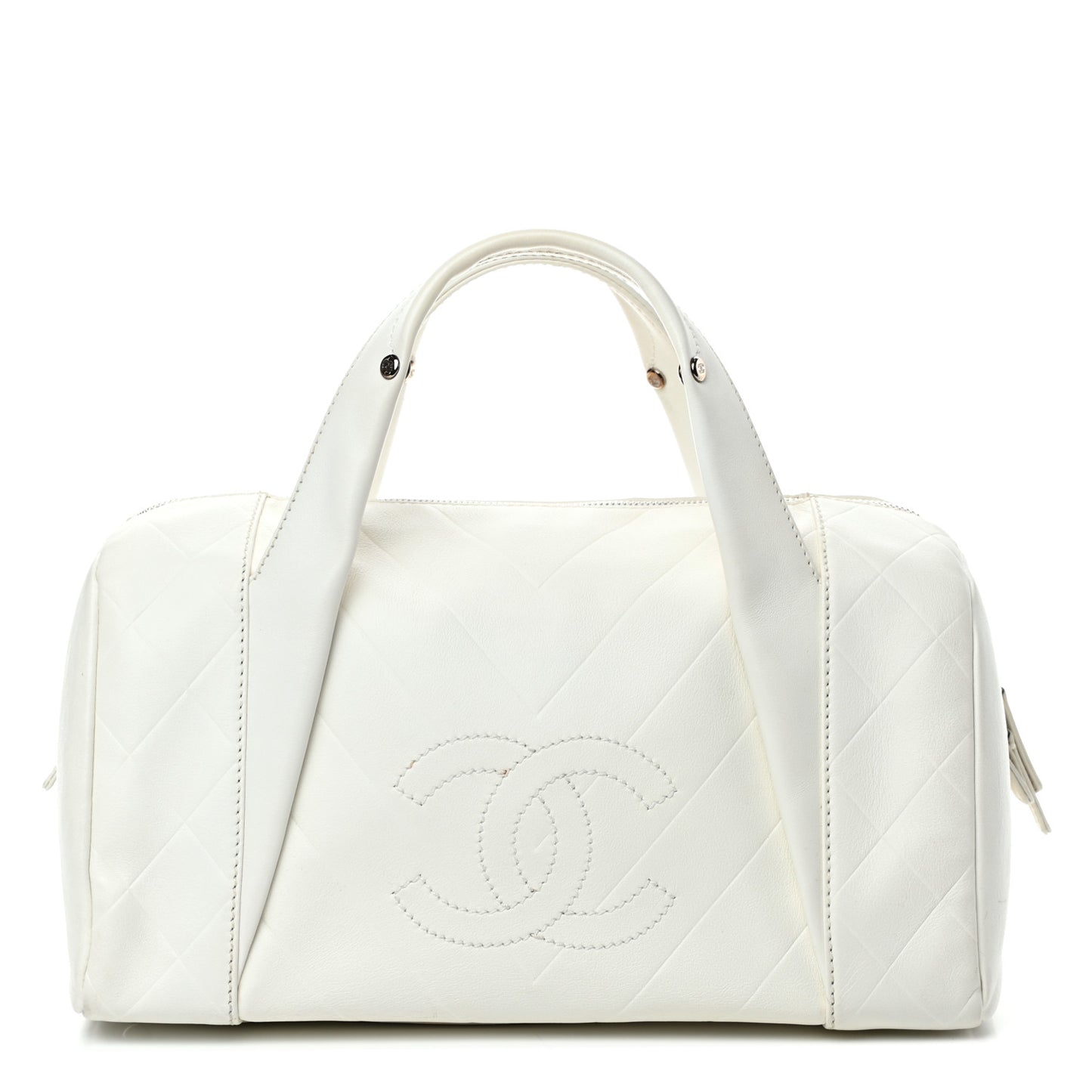 Calfskin Chevron CC All Day Long Boston White