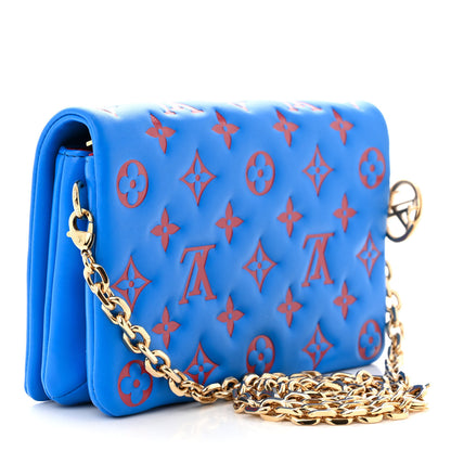 Louis Vuitton Lambskin Embossed Monogram Vuittamins Pochette Coussin Blue Red 3 of 10