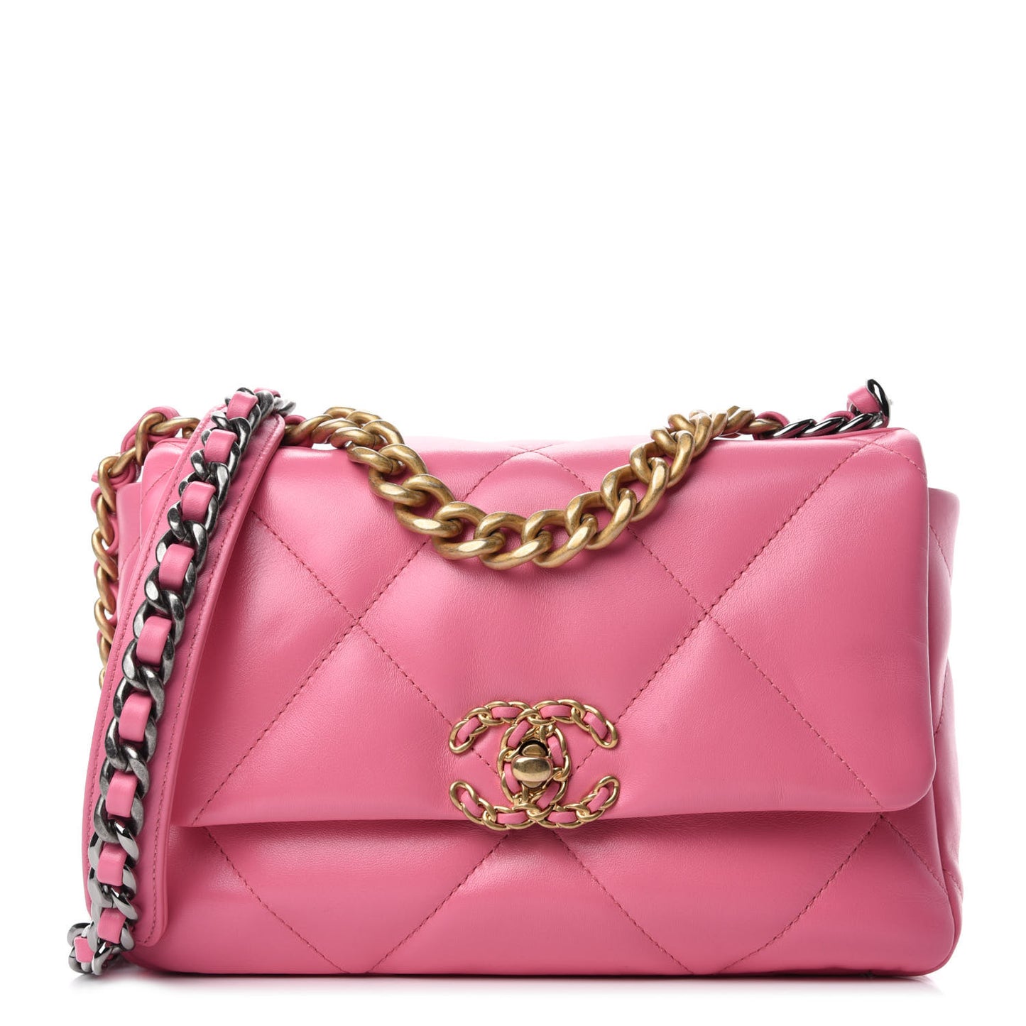 Lambskin Quilted Medium Chanel 19 Flap Pink