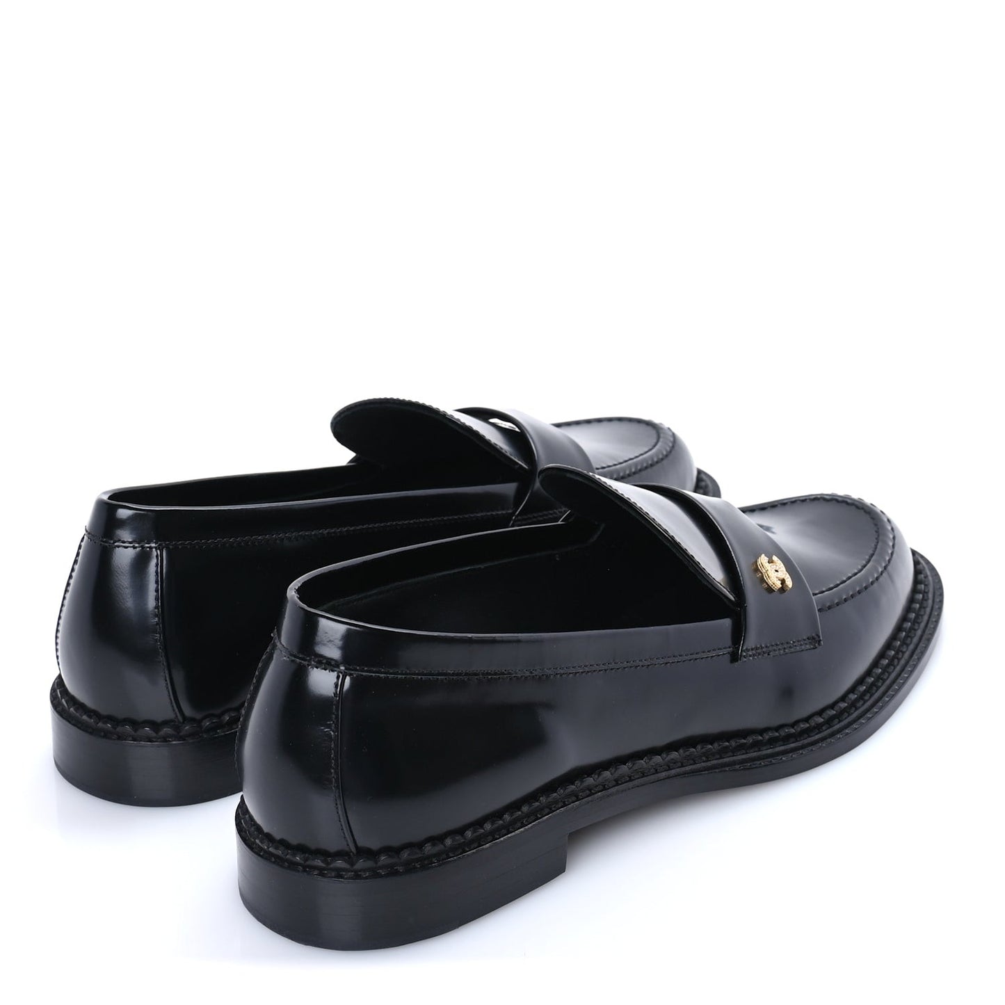 Shiny Calfskin CC Loafers 42  Black