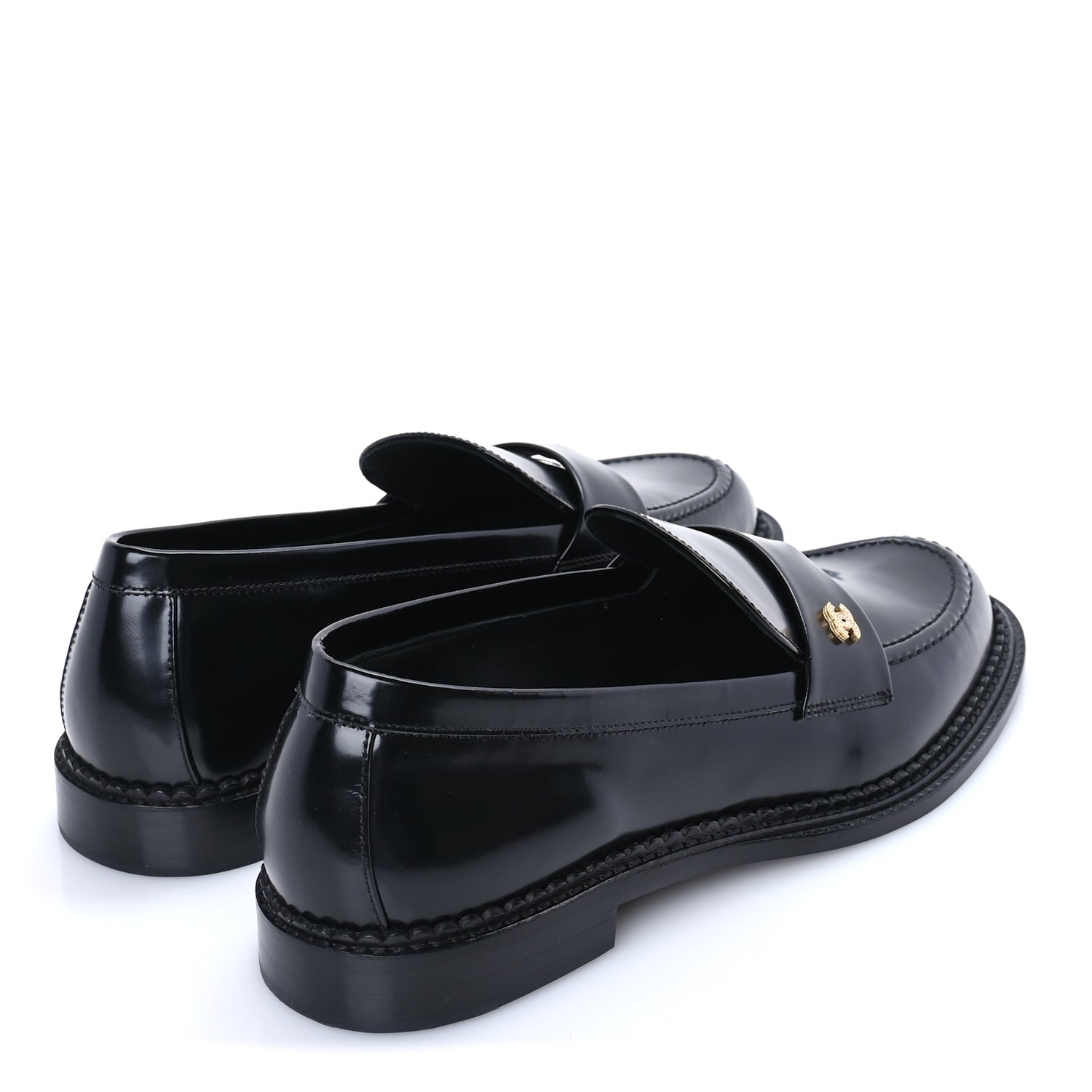 Chanel Shiny Calfskin CC Loafers 42  Black 4 of 7