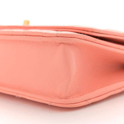 Chanel Lambskin Quilted Pearl Crush Wallet on Chain WOC Light Orange 11 of 11