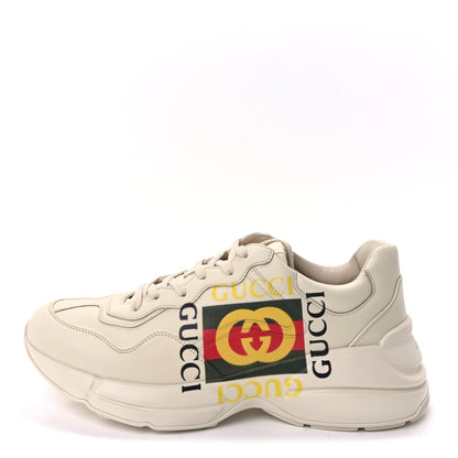 Gucci Calfskin Interlocking G Logo Mens Rhyton Sneakers 10  Ivory 1 of 10