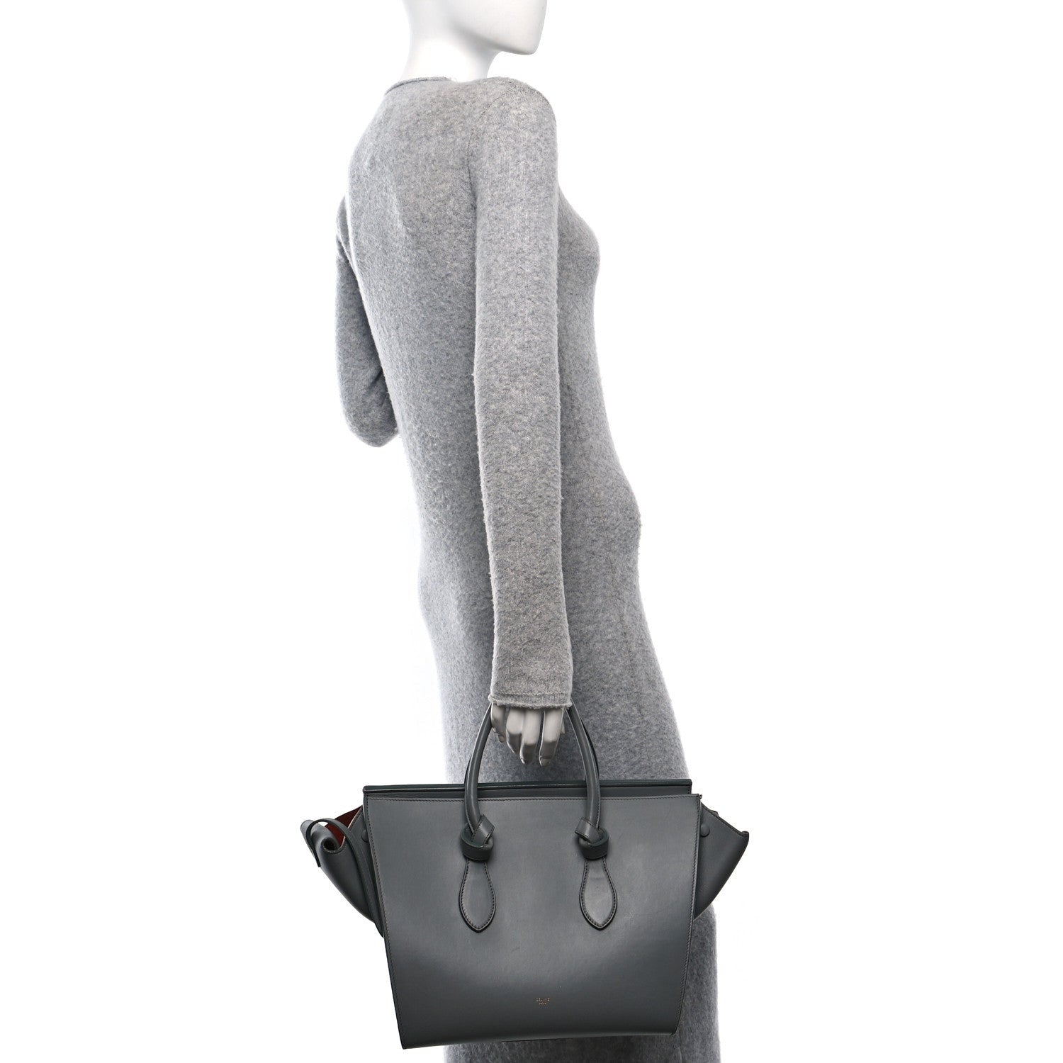 Celine Smooth Calfskin Small Tie Knot Tote Crystal Grey 2 of 7