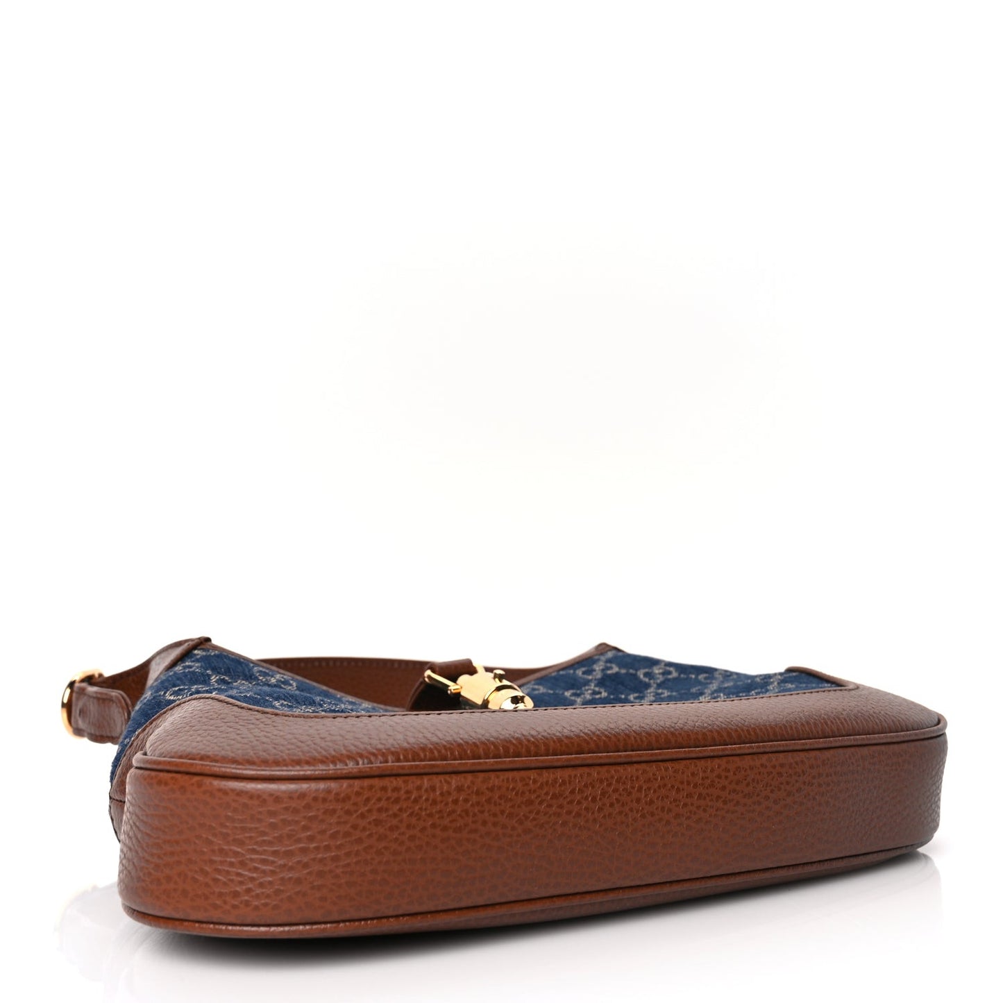 New Denim GG Monogram Calfskin Small Jackie 1961 Hobo Blue Tea Cuir