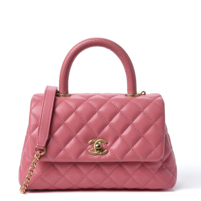 Chanel Caviar Lizard Quilted Mini Coco Handle Flap Pink 1 of 9