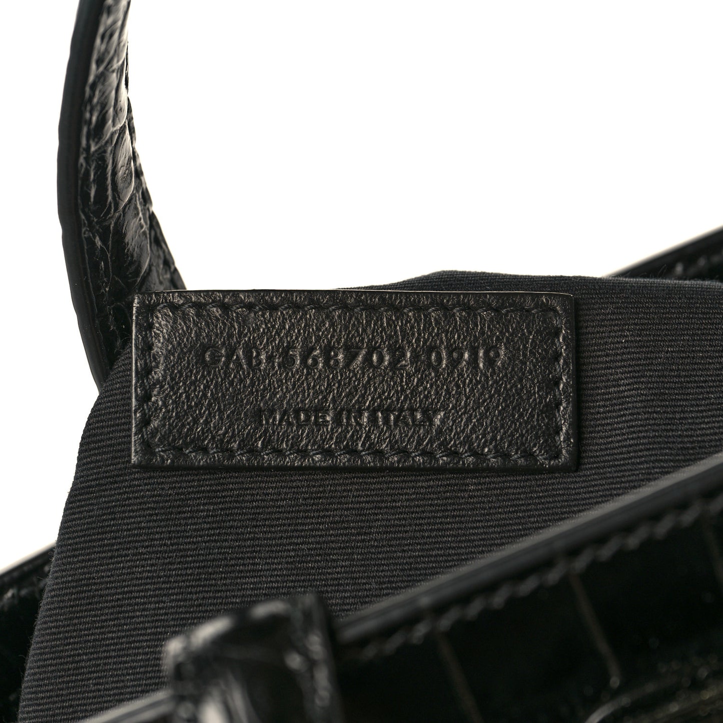 Shiny Calfskin Crocodile Embossed Small Manhattan Shopper Tote Black