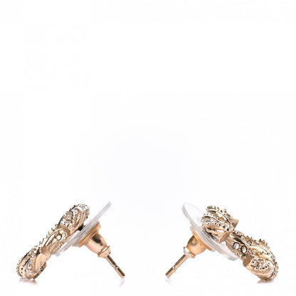 Chanel Crystal Twisted CC Earrings Gold 3 of 4