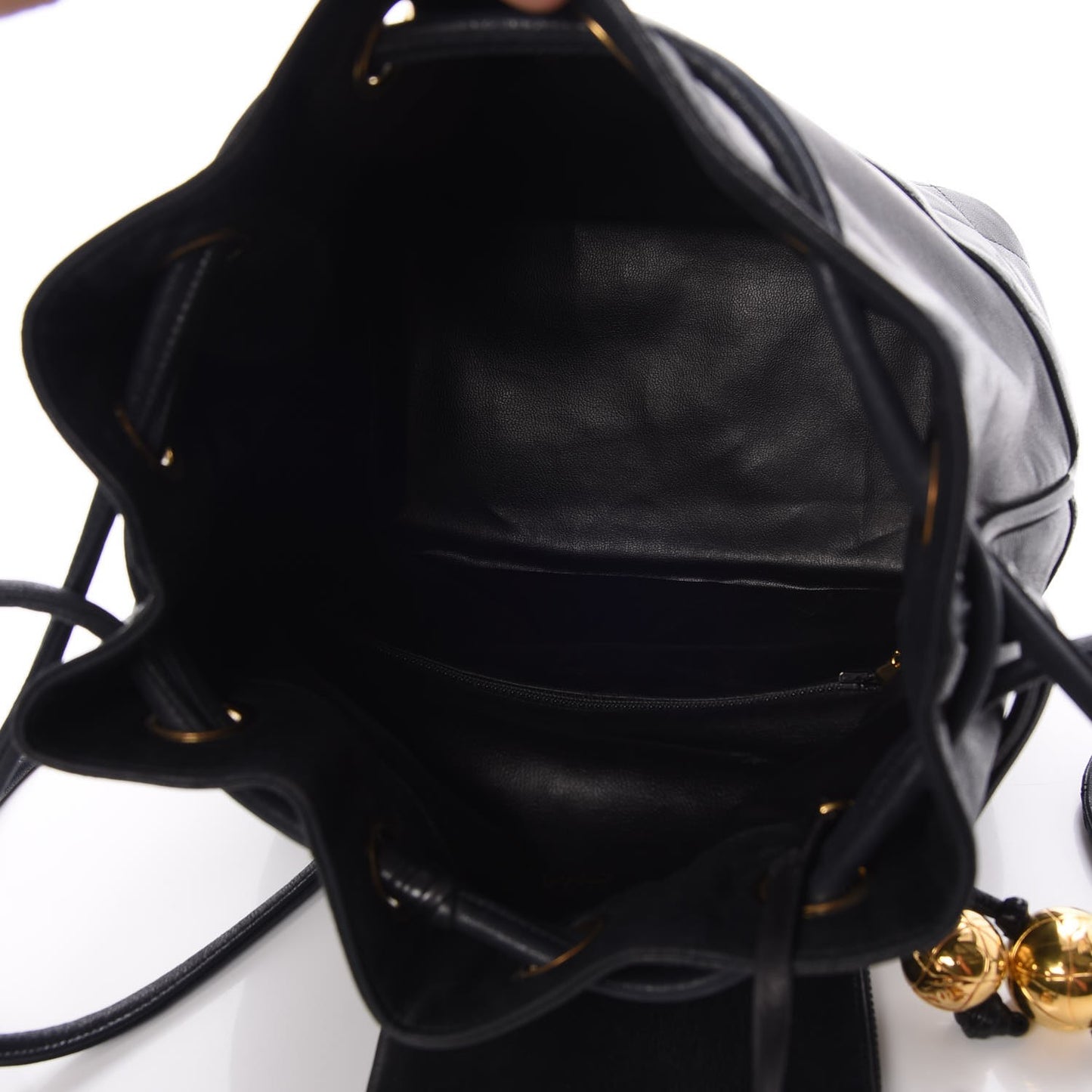Lambskin CC Drawstring Bag Black