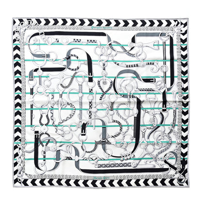 Hermes Silk Panoplie Equestre Scarf 90 Gris Blanc Menthol 1 of 5