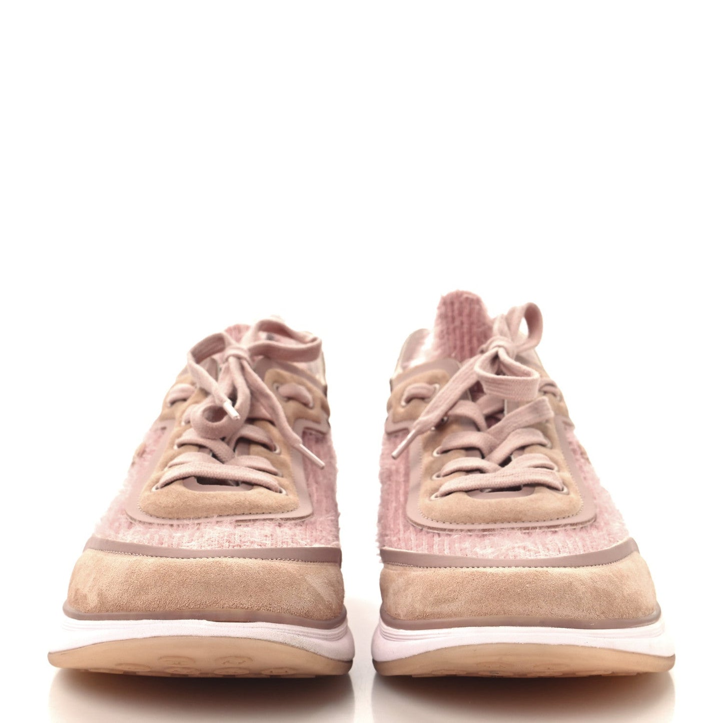Suede Calfskin Stretch Fabric CC Sneakers 41 Pink