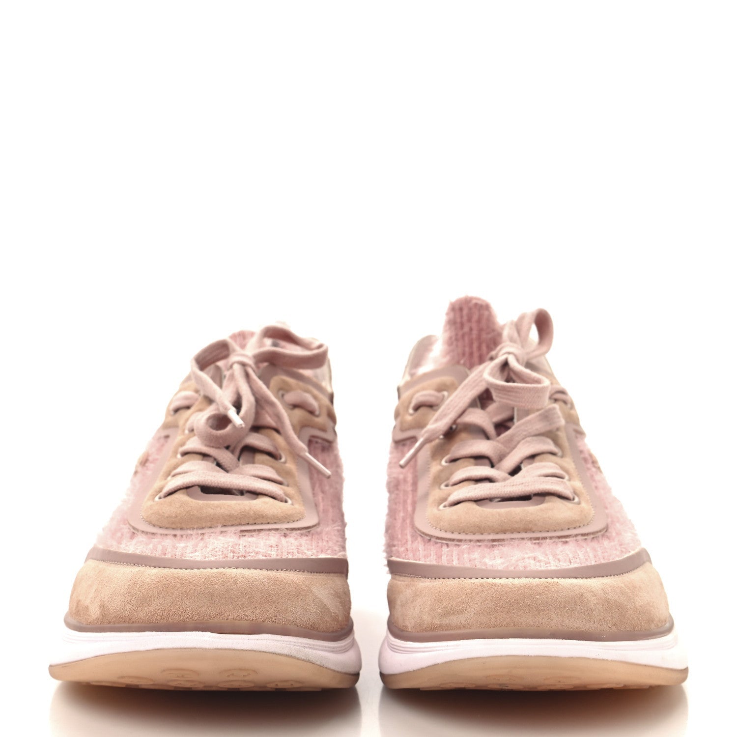 Chanel Suede Calfskin Stretch Fabric CC Sneakers 41 Pink 3 of 7