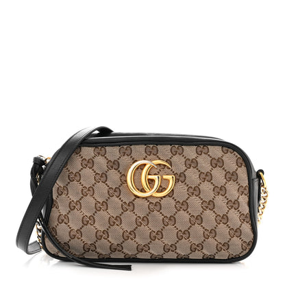 Gucci Monogram Matelasse Diagonal Small GG Marmont Chain Shoulder Bag Beige Black 1 of 14