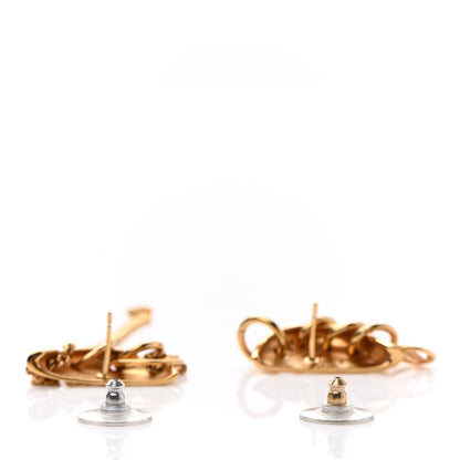 Louis Vuitton Brass Bionic Chain Earrings Gold 3 of 4