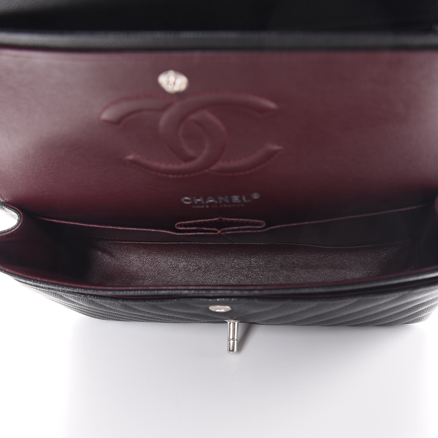 Chanel Caviar Chevron Quilted Medium Double Flap Black 5 of 8