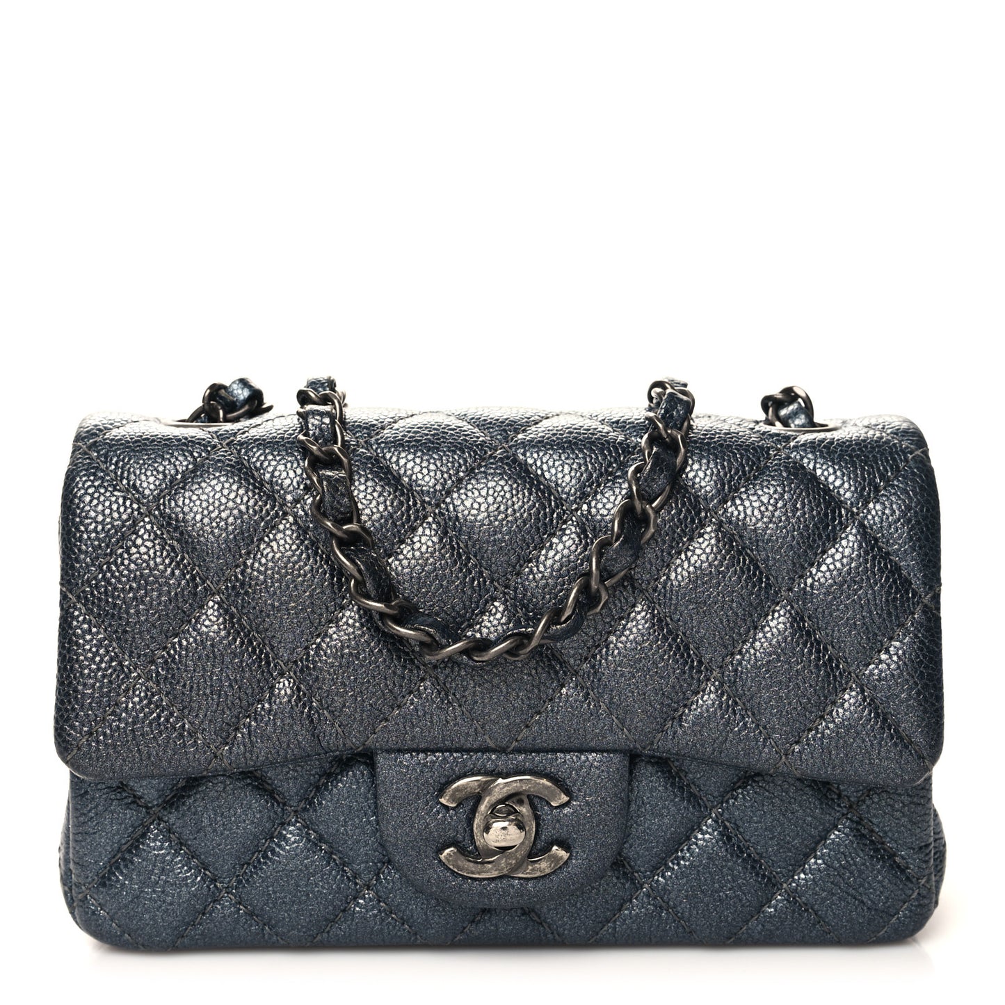 Caviar Quilted Mini Rectangular Flap Charcoal
