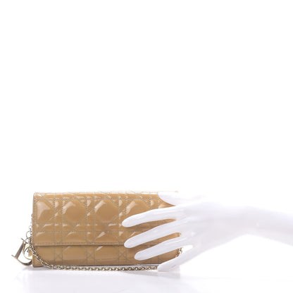 Christian Dior Patent Cannage Rendezvous Chain Wallet Beige 2 of 12