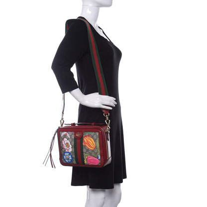 Gucci GG Supreme Monogram Flora Web Small Ophidia Top Handle Shoulder Bag Hibiscus Red 2 of 10