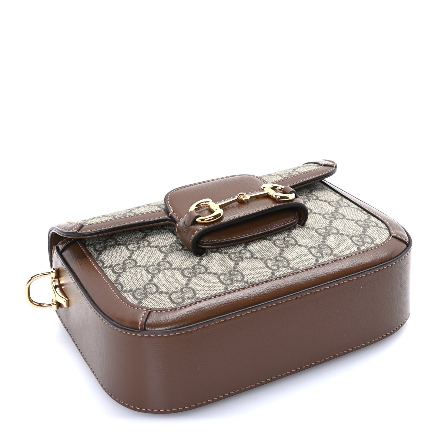 GG Supreme Monogram Web Mini Horsebit 1955 Shoulder Bag  Beige Brown Sugar