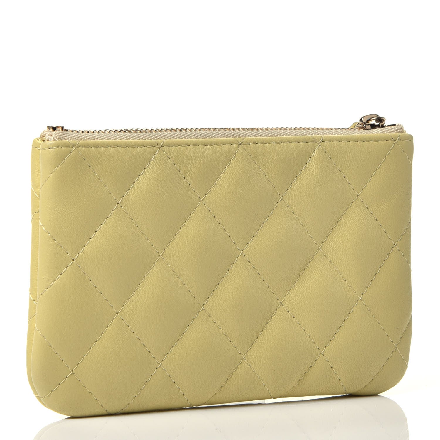 Chanel Lambskin Quilted Small Cosmetic Case Yellow 3 of 7