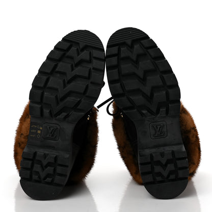 Louis Vuitton Calfskin Mink Fur LV Territory Ranger Combat Boots 40 Black 5 of 6