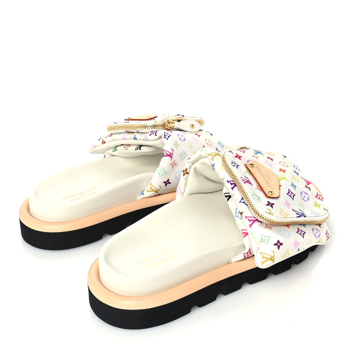 LV X TM Monogram Multicolor Pool Pillow Flat Comfort Mule 38 White