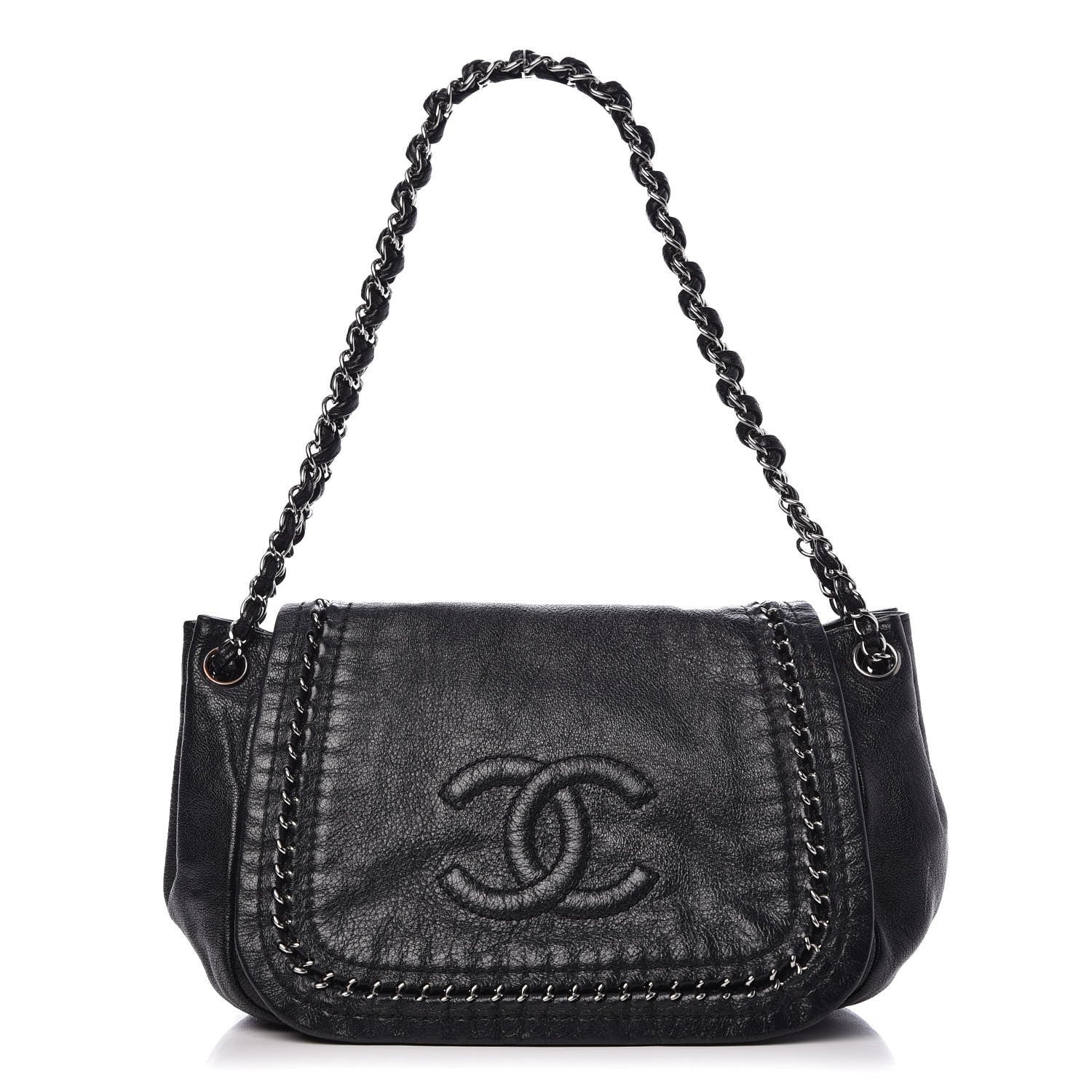 Chanel Metallic Goatskin Luxe Ligne Flap Black 1 of 9