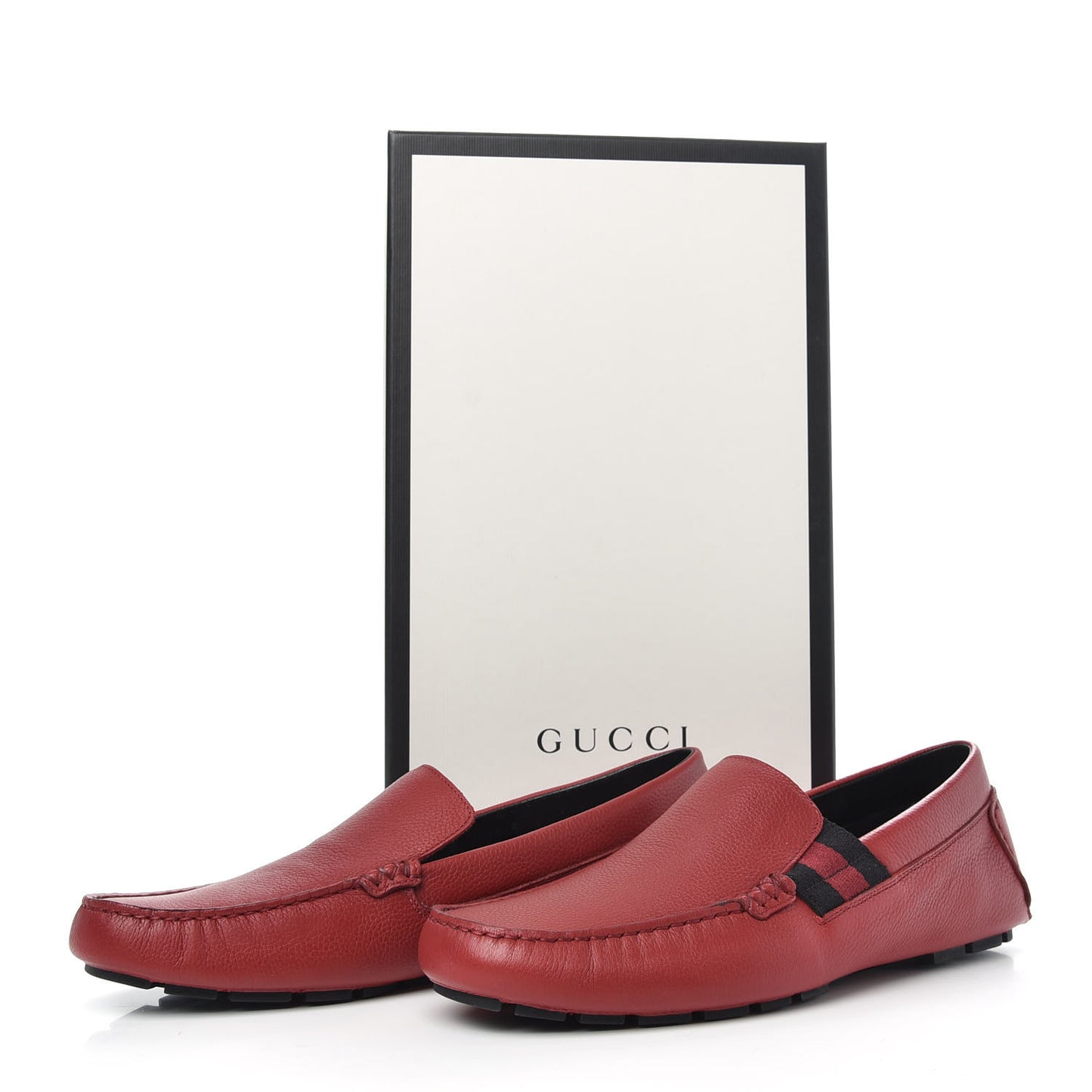 Calfskin Web Mens Driver Loafers 8 Red