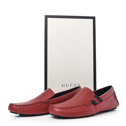 Gucci Calfskin Web Mens Driver Loafers 8 Red 8 of 8