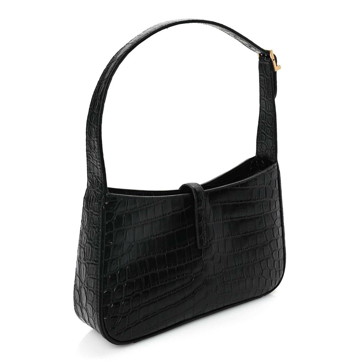 Calfskin Crocodile Embossed Le 5 A 7 Hobo Black