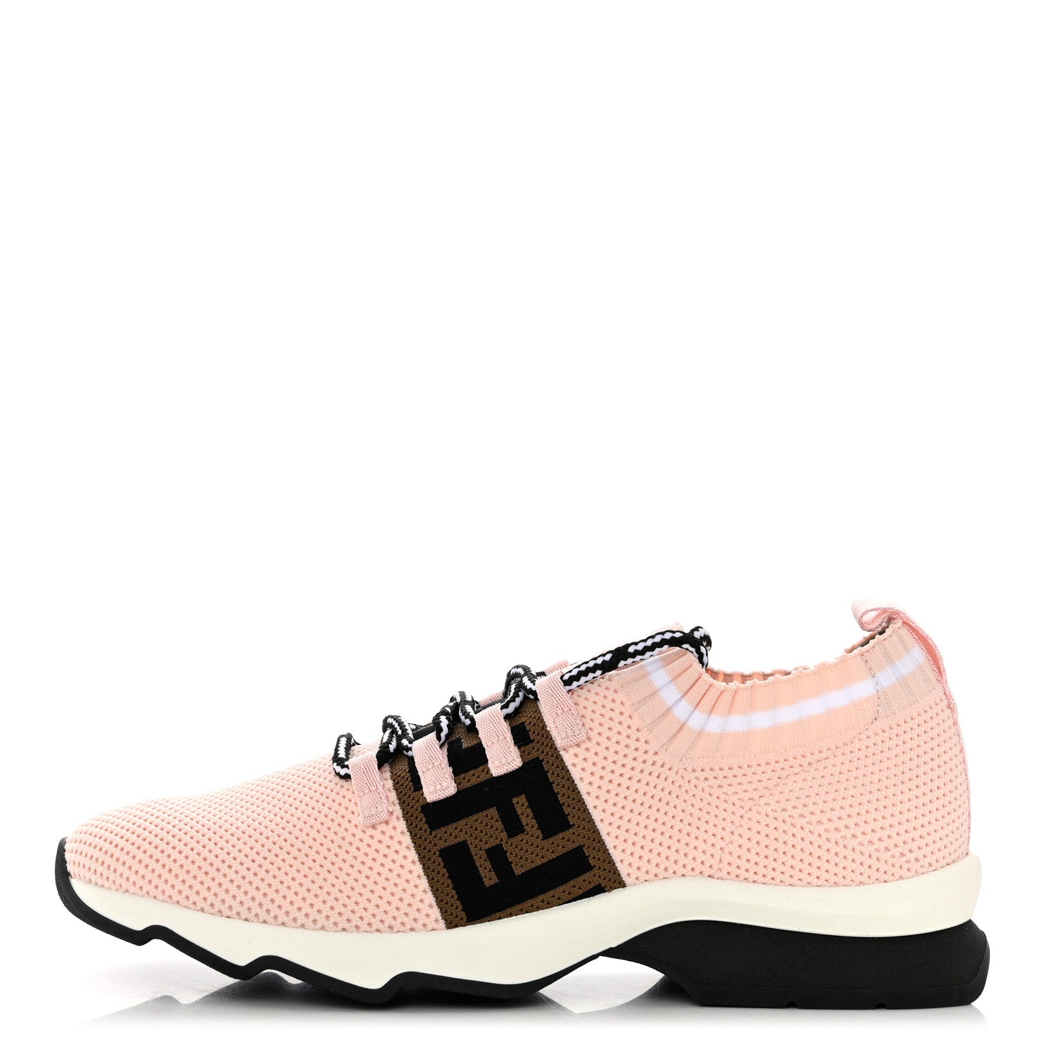 Fendi Stretch Knit Jacquard FF Lace-Up Sock Sneakers 38.5 Pink 1 of 8