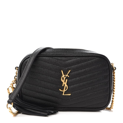 Saint Laurent Grain De Poudre Matelasse Monogram Mini Lou Camera Bag Black 1 of 9