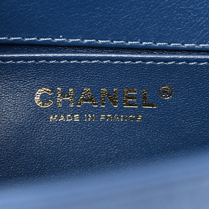 Chanel Lambskin Quilted Medium Top Handle Boy Flap Dark Blue 6 of 7
