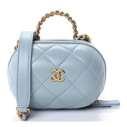 Chanel Lambskin Quilted CC Bubble Vanity Case With Chain Light Blue 1 of 8