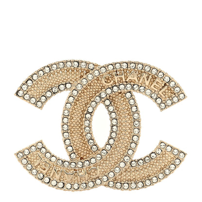 Chanel Crystal CC Brooch Light Gold 1 of 3