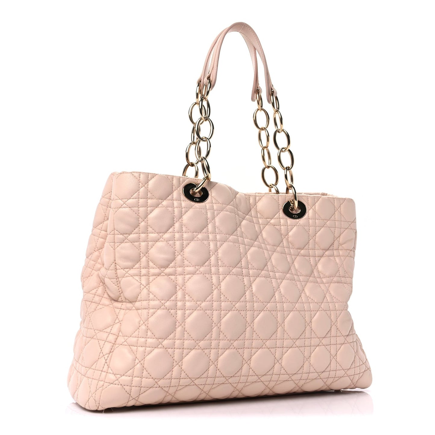Lambskin Cannage Large Dior Soft Shopping Tote Light Pink
