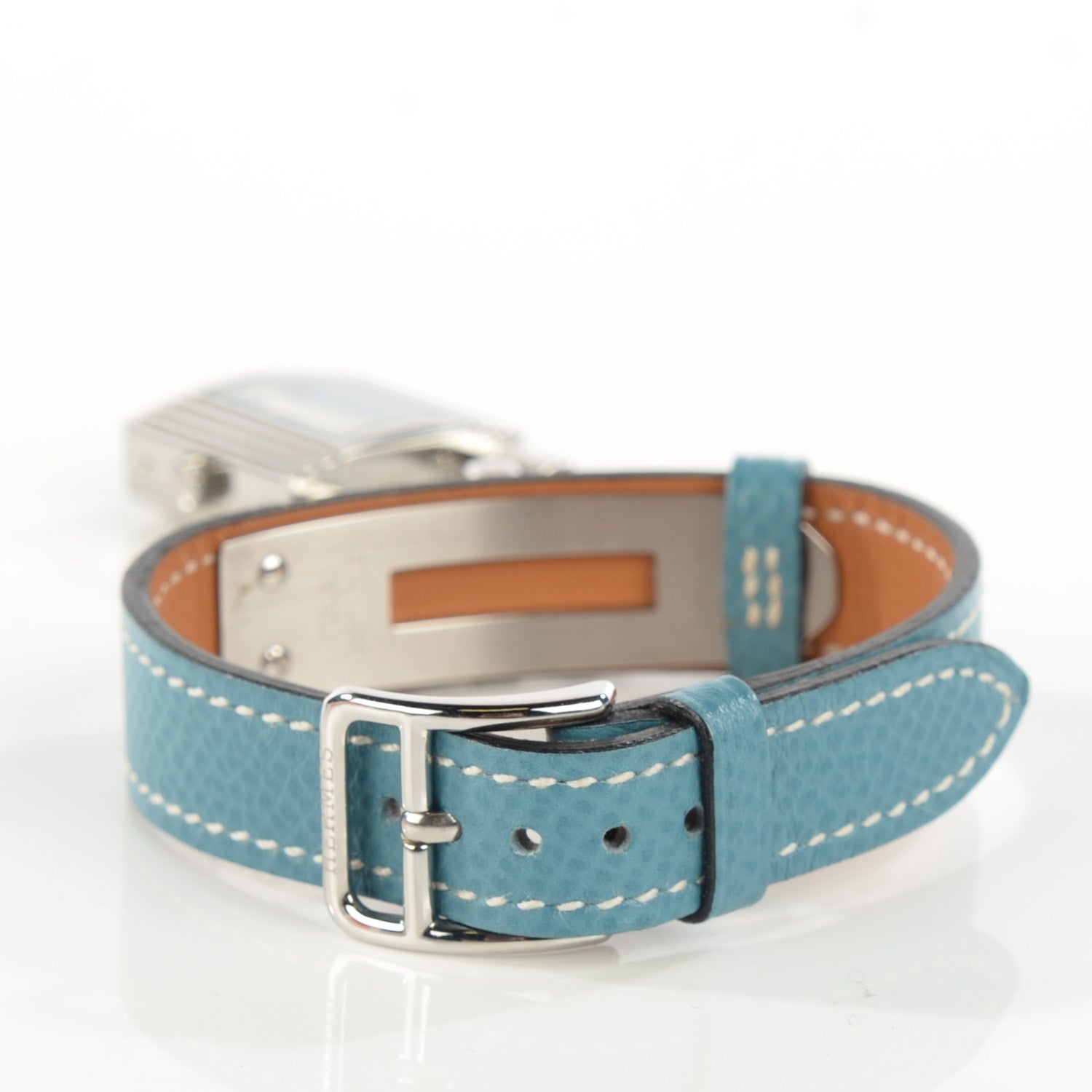 Hermes Stainless Steel Courchevel 20mm Kelly Cadena Quartz Watch Blue Jean 6 of 12