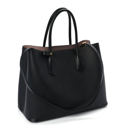 Prada Saffiano Cuir Medium Double Bag Black Mughetto 2 of 8