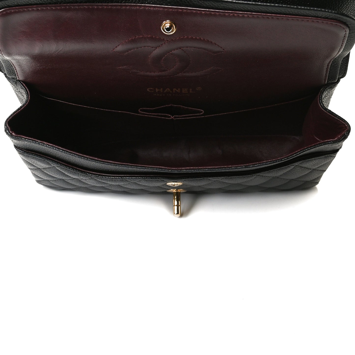 Caviar Quilted Medium Double Flap Black