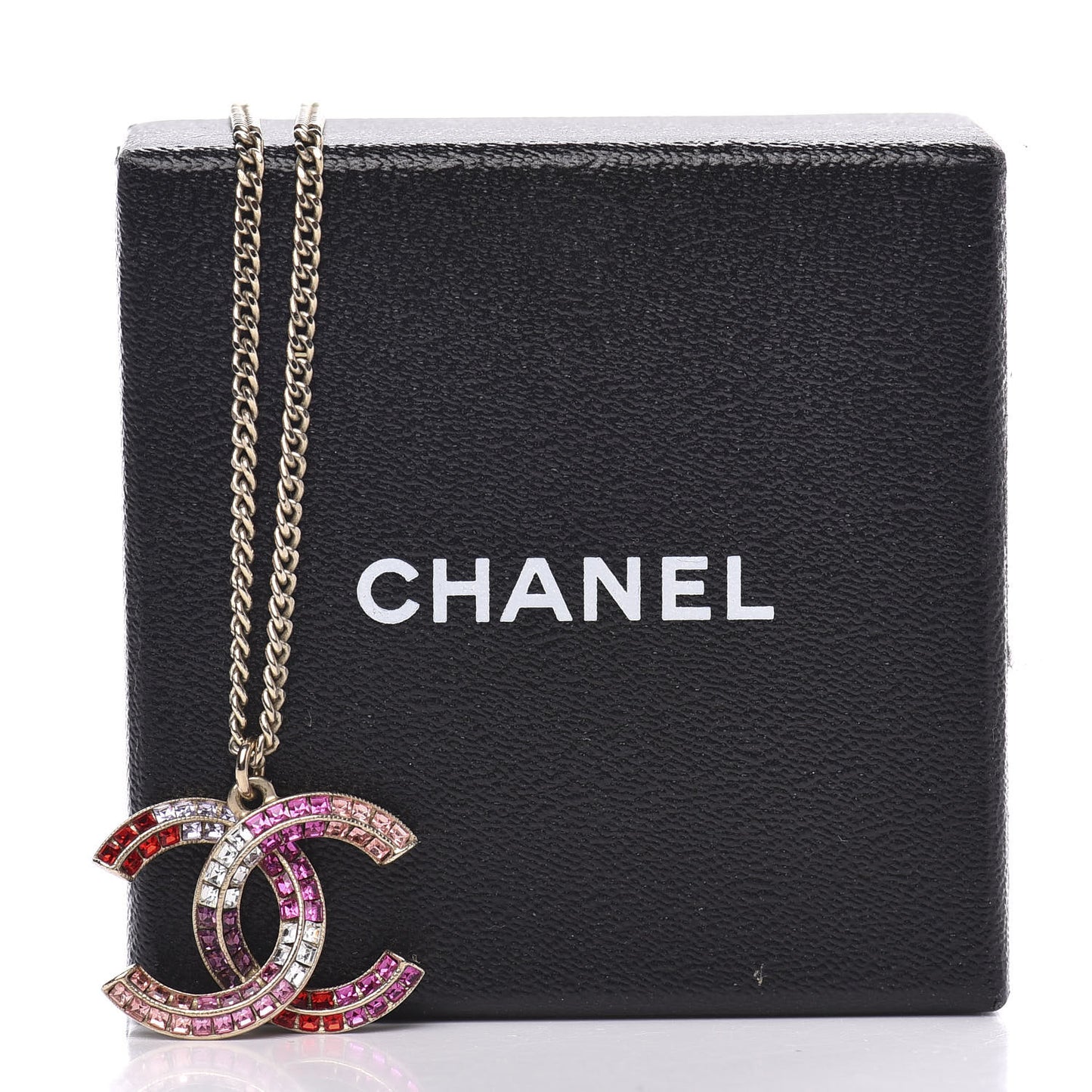 Crystal Baguette CC Necklace Gold Multicolor