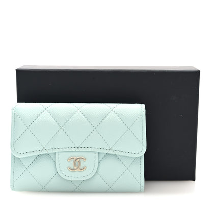 Chanel Caviar Quilted Flap Card Holder Wallet Light Blue 8 of 8