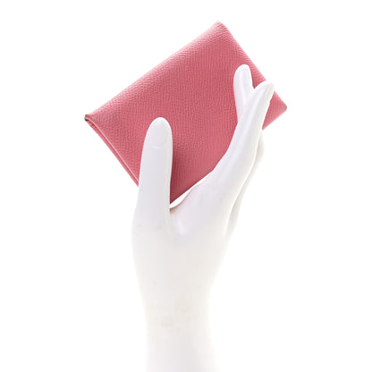 Hermes Epsom Calvi Card Case Rose Azalee 2 of 8