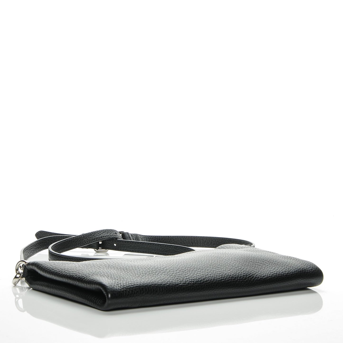 Vitello Daino Zippered Crossbody Bag Black