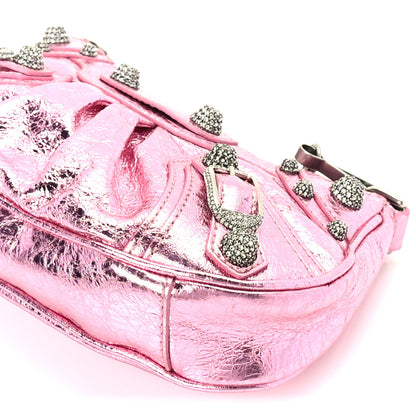 Balenciaga Metallic Agneau Arena Crystal Le Cagole Mini Purse With Chain Met Pink 8 of 8