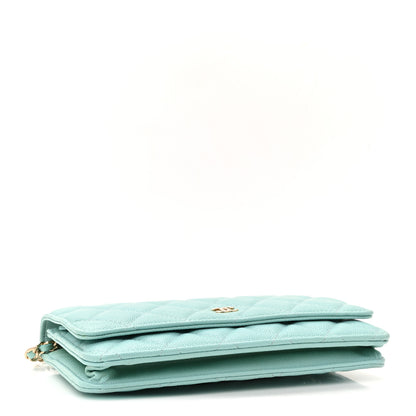 Chanel Caviar Quilted Wallet on Chain WOC Light Blue 4 of 11